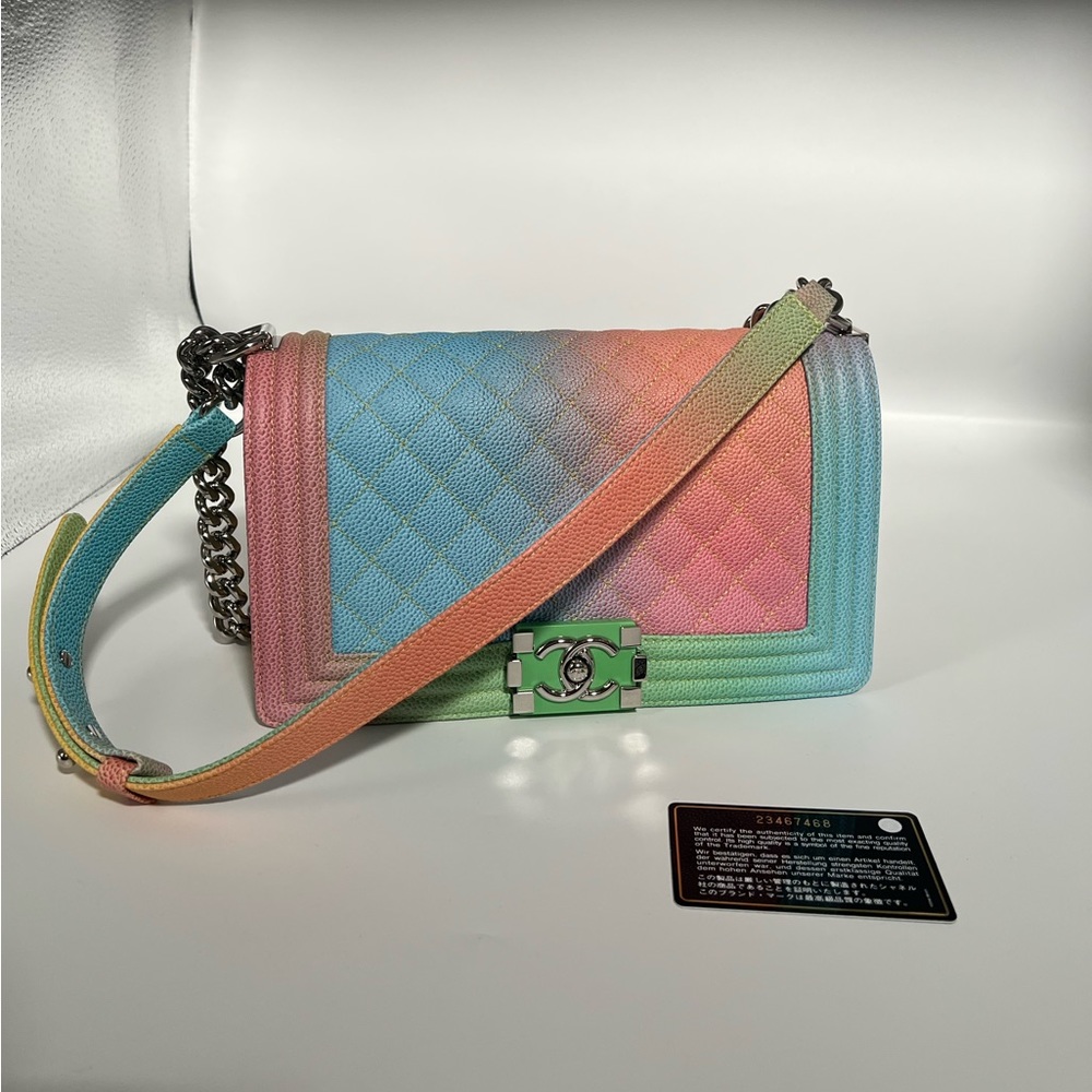 CHANEL Caviar Quilted Cuba Rainbow
Flap Multicolor Boy Bag 🌈